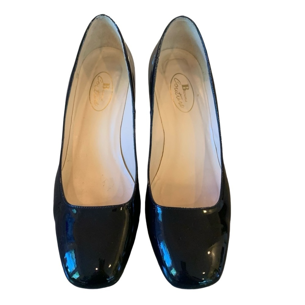 Browns Couture sz 38 Women's Patent Leather Square Toe Flare Block Heels - Picture 5 of 10